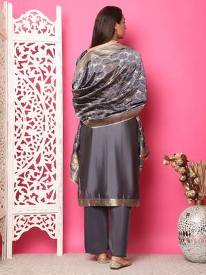 grey silk jacquard dress material 2