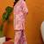 Pink printed rayon stitched readymade suit
