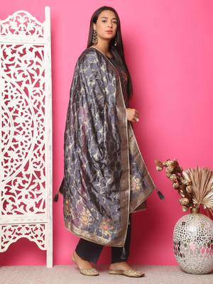 grey silk jacquard dress material 4