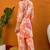 Orange printed rayon stitched readymade suit