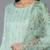 Sea green embroidered organza stitched readymade suit