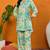Green printed rayon stitched readymade suit