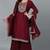 Maroon embroidered silk blend stitched readymade suit