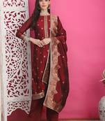 maroon silk jacquard dress material