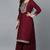 Maroon embroidered silk blend stitched readymade suit