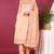 Peach printed silk blend stitched readymade suit