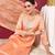 Peach printed silk blend stitched readymade suit