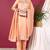Peach printed silk blend stitched readymade suit