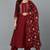 Maroon printed silk blend stitched readymade suit