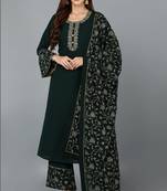 Green printed georgette stitched readymade suit