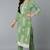 Green printed silk blend stitched readymade suit