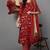 Red printed cotton stitched readymade suit