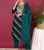 Navy blue printed viscose rayon stitched readymade suit