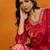 Red printed silk blend stitched readymade suit