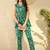 Teal printed rayon stitched readymade suit