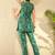 Teal printed rayon stitched readymade suit