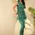 Teal printed rayon stitched readymade suit