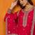 Red embroidered silk blend stitched readymade suit