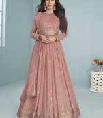 Peach Sequence Embroidered Designer Anarkali Suit