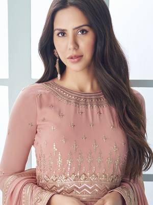 Peach Sequence Embroidered Designer Anarkali Suit 2