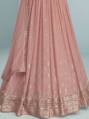Peach Sequence Embroidered Designer Anarkali Suit 3