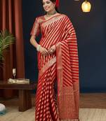 Red Leheriya Zari Work Pure Georgette Traditional Saree With Blouse