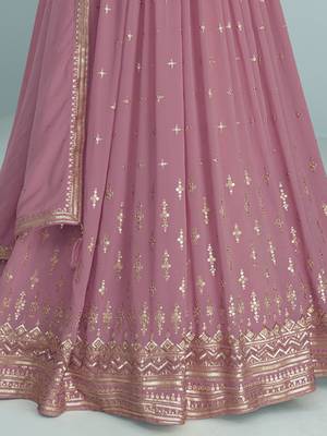 Pink Georgette Sequins Embroidered Wedding Wear Designer Anarkali Suit 3