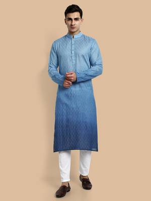 men's viscose embroidered & sequined full sleeve knee length kurta's for men 1