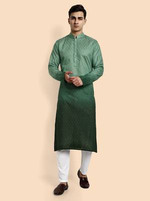Vardha men's viscose embroidered & sequined full sleeve knee length kurta's for men 1