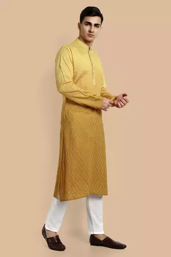 Vardha men's viscose embroidered & sequined full sleeve knee length kurta's for men