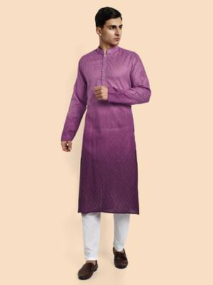 Vardha men's viscose embroidered & sequined full sleeve knee length kurta's for men 1