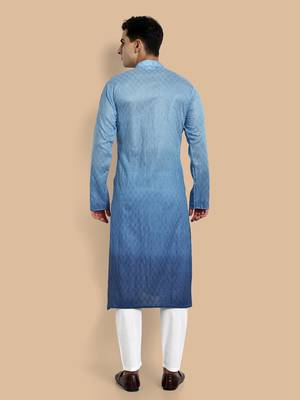 men's viscose embroidered & sequined full sleeve knee length kurta's for men 3