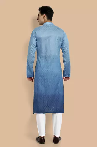 men's viscose embroidered & sequined full sleeve knee length kurta's for men