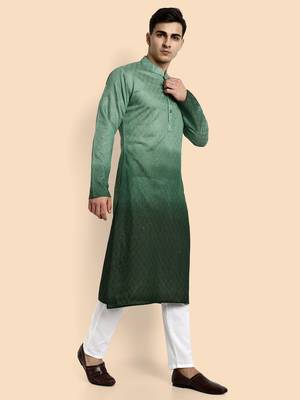 Vardha men's viscose embroidered & sequined full sleeve knee length kurta's for men 2