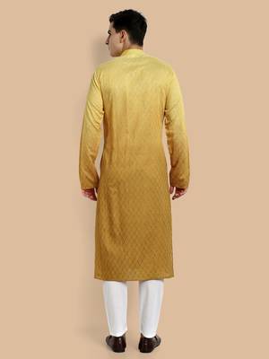 Vardha men's viscose embroidered & sequined full sleeve knee length kurta's for men 3
