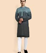 Vardha men's viscose embroidered & sequined full sleeve knee length kurta's for men