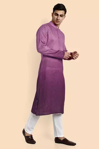 Vardha men's viscose embroidered & sequined full sleeve knee length kurta's for men