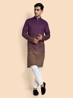 Vardha men's viscose embroidered & sequined full sleeve knee length kurta's for men 1