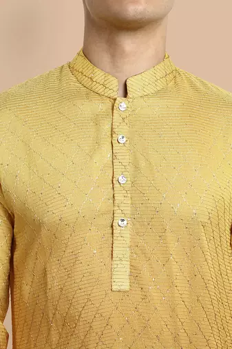 Vardha men's viscose embroidered & sequined full sleeve knee length kurta's for men