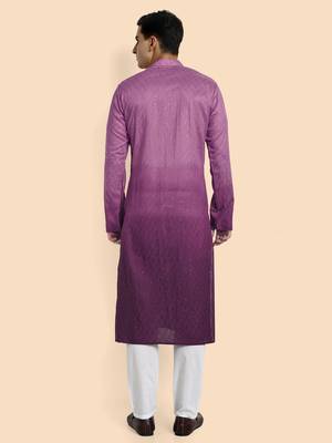 Vardha men's viscose embroidered & sequined full sleeve knee length kurta's for men 3