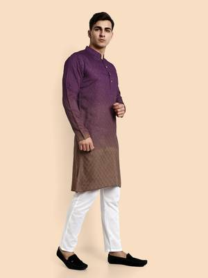 Vardha men's viscose embroidered & sequined full sleeve knee length kurta's for men 2