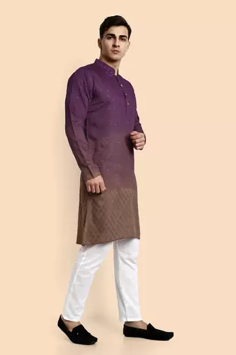 Vardha men's viscose embroidered & sequined full sleeve knee length kurta's for men