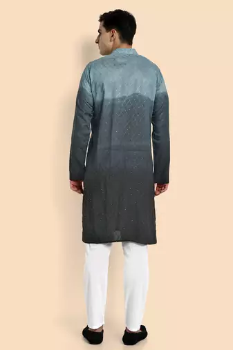 Vardha men's viscose embroidered & sequined full sleeve knee length kurta's for men