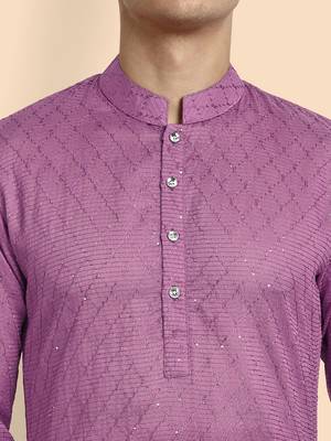 Vardha men's viscose embroidered & sequined full sleeve knee length kurta's for men 4
