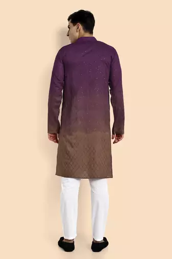 Vardha men's viscose embroidered & sequined full sleeve knee length kurta's for men