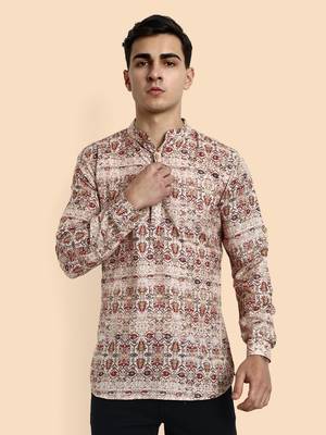 Vardha men's viscose printed short kurta - casual & comfortable everyday wear (multiple designs) 1