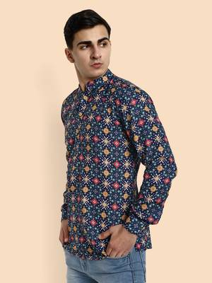Vardha men's viscose printed short kurta - casual & comfortable everyday wear (multiple designs) 2