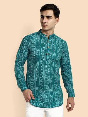 Vardha men's viscose printed short kurta - casual & comfortable everyday wear (multiple designs) 1