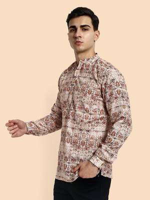 Vardha men's viscose printed short kurta - casual & comfortable everyday wear (multiple designs) 2