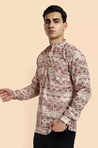 Vardha men's viscose printed short kurta - casual & comfortable everyday wear (multiple designs)